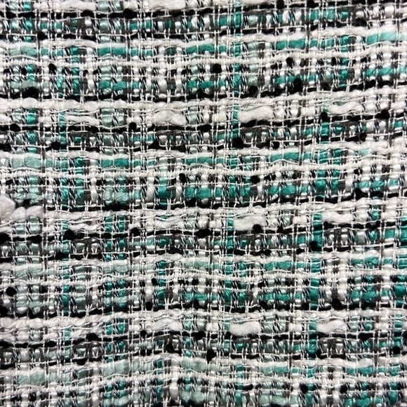 NWT Kenar Tweed Skirt 10 Black White Teal Mint Boot Skirt Fall Winter - Picture 2 of 9